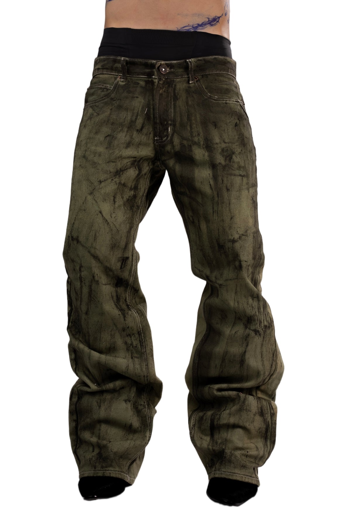 Green washed jeans by AGONY, handmade in Austria from deadstock denim – photo 4 of 4
