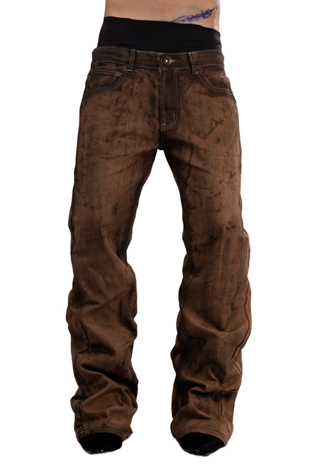 Brown washed jeans by AGONY, handmade in Austria from deadstock denim – photo 3 of 3