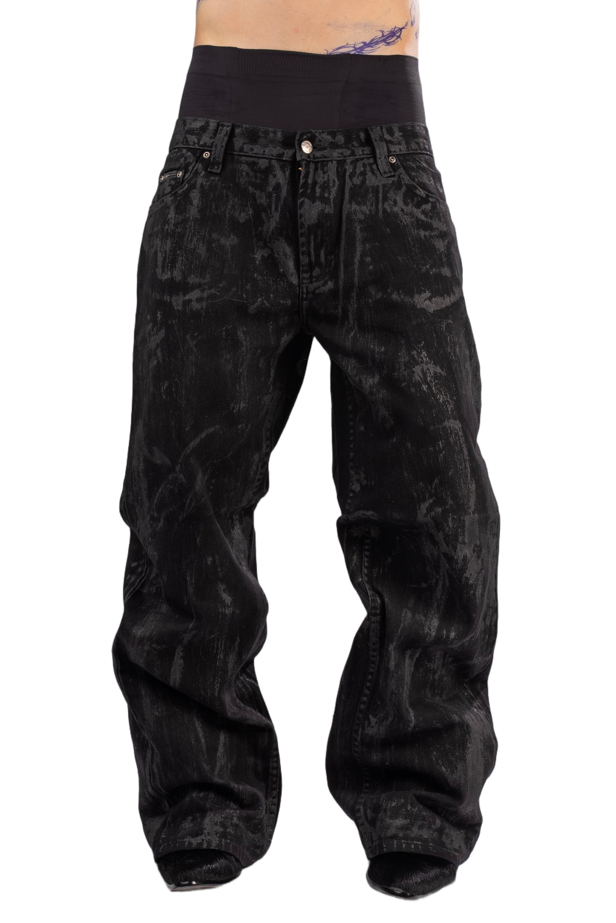 Black waxed jeans by AGONY, handmade in Austria from deadstock denim – photo 4 of 4