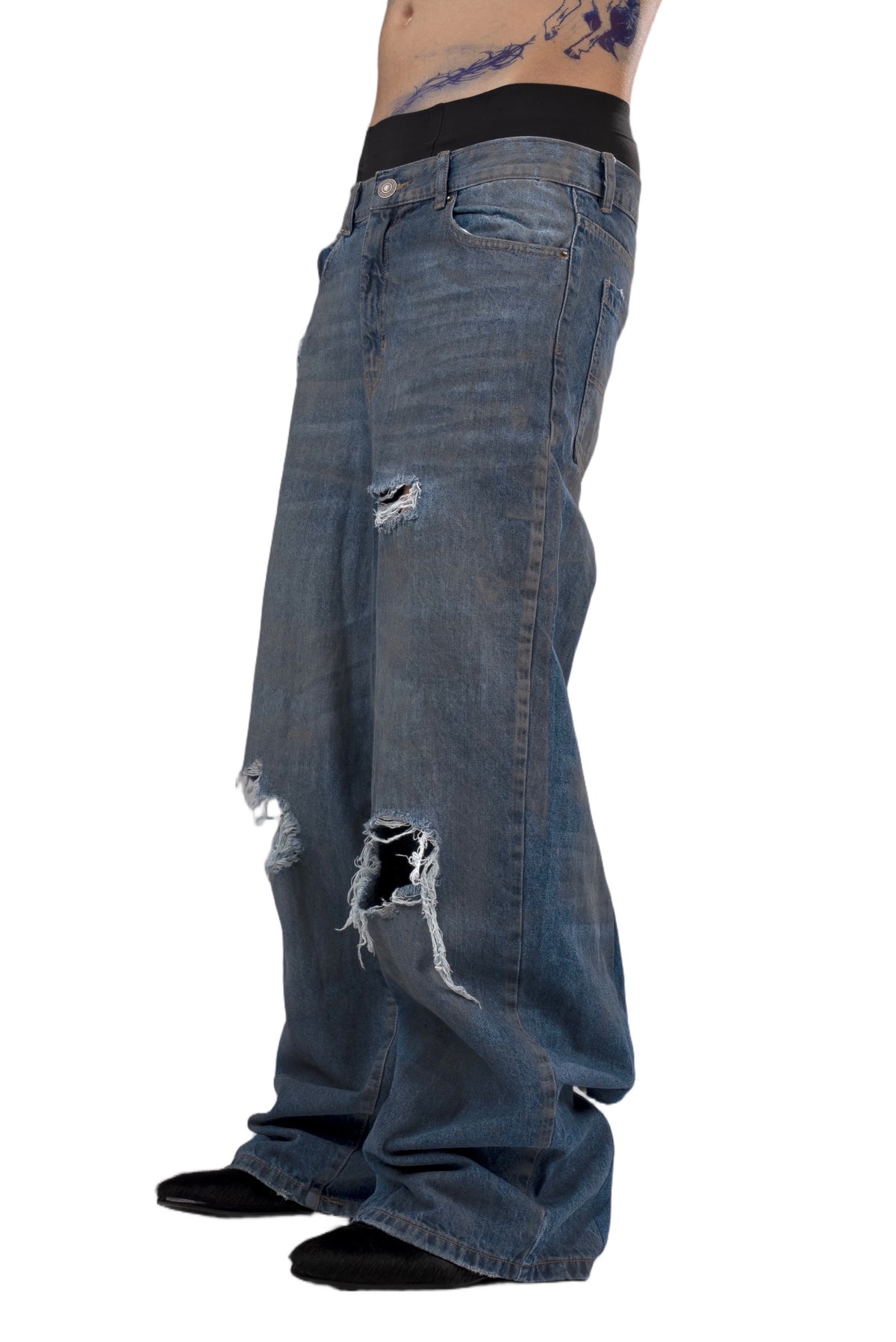 Distressed baggy jeans by AGONY, handmade in Austria from deadstock denim – photo 3 of 3