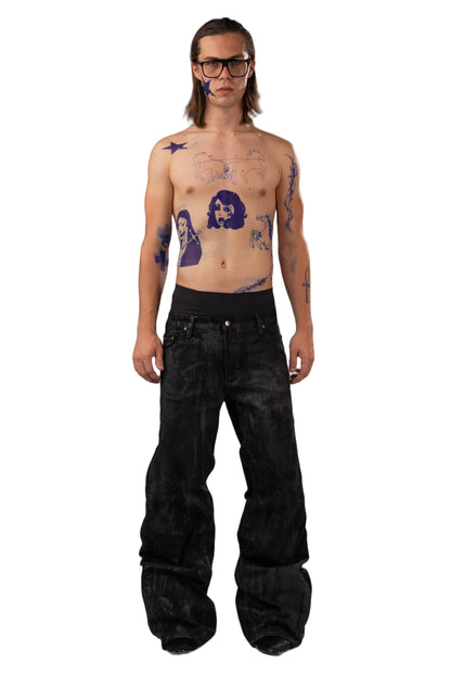Black waxed jeans by AGONY, handmade in Austria from deadstock denim – photo 2 of 4