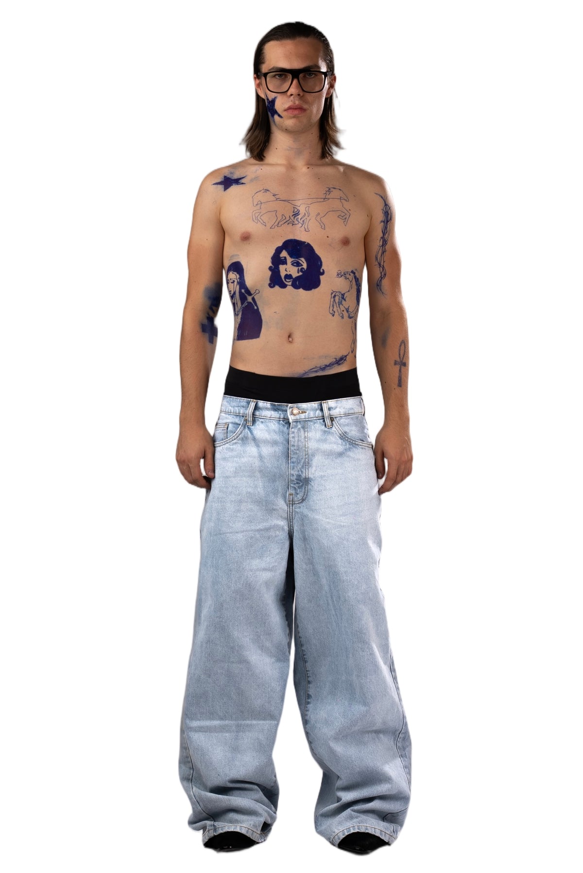 Blue baggy jeans by AGONY, handmade in Austria from deadstock denim – photo 2 of 2