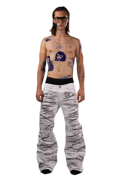 Zebra print jeans by AGONY, handmade in Austria from deadstock denim – photo 2 of 6