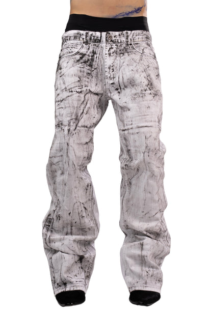 Two-tone white and black jeans by AGONY, handmade in Austria from deadstock denim – photo 4 of 4