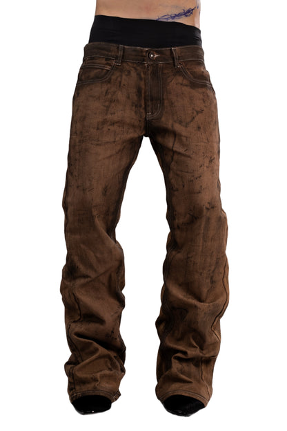 Brown washed jeans by AGONY, handmade in Austria from deadstock denim – photo 3 of 3