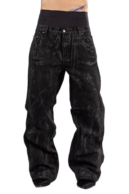 Black waxed jeans by AGONY, handmade in Austria from deadstock denim – photo 4 of 4