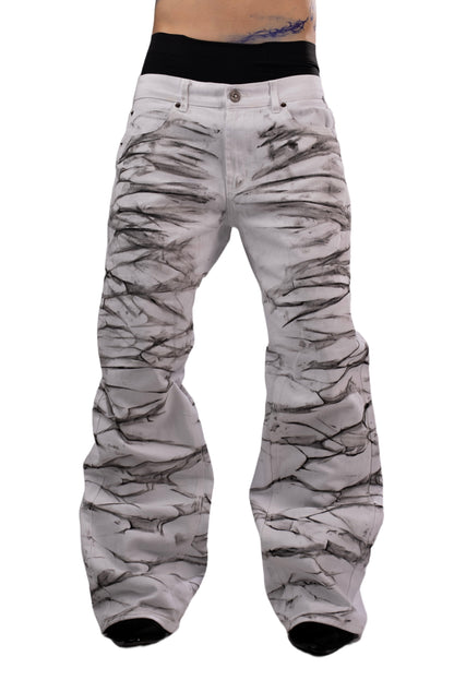 Zebra print jeans by AGONY, handmade in Austria from deadstock denim – photo 1 of 6
