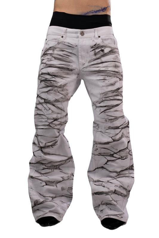 Zebra print jeans by AGONY, handmade in Austria from deadstock denim – photo 1 of 6