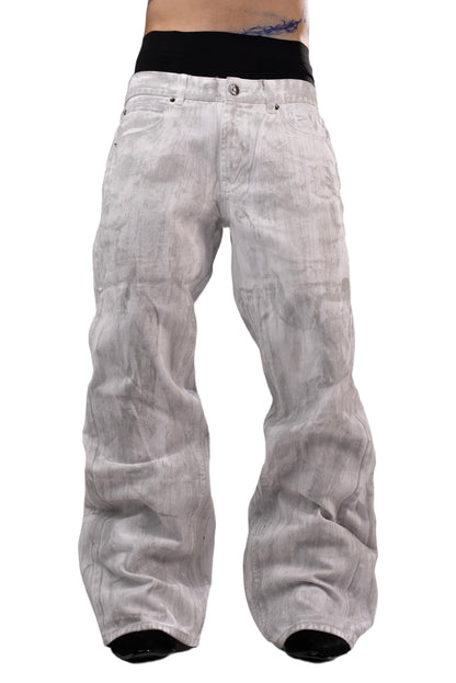 White waxed jeans by AGONY, handmade in Austria from deadstock denim – photo 1 of 5