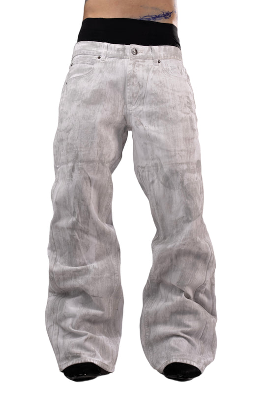 White waxed jeans by AGONY, handmade in Austria from deadstock denim – photo 1 of 5